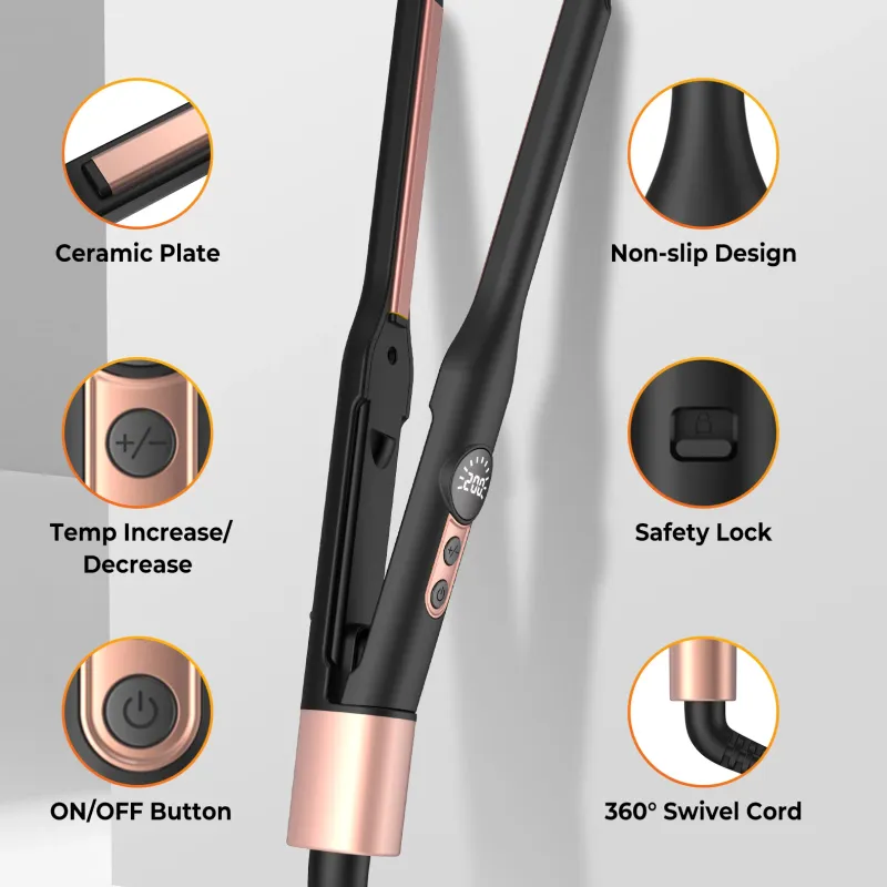 Mini 1/3 Inch Pencil Flat Iron 2-in-1 3