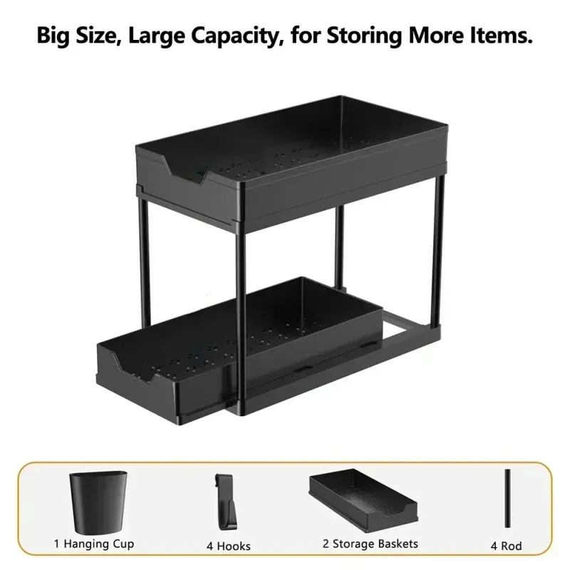 2-Tier Sliding L-Shape Under Sink Organizer 5