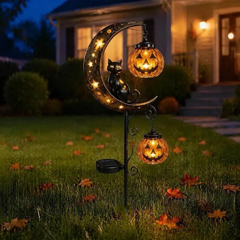 Halloween Cat & Pumpkin Solar Stake 4