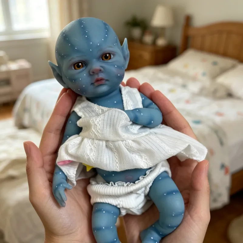 8" Blue Skin Handmade Reborn Baby Doll 2