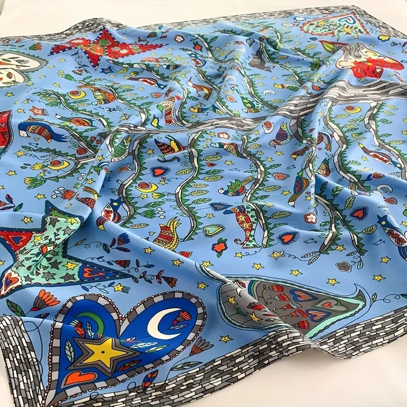 Luxury Tree Print Silk Scarf 90x90cm 6