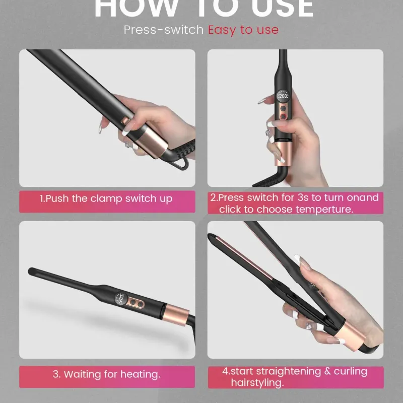 Mini 1/3 Inch Pencil Flat Iron 2-in-1 6
