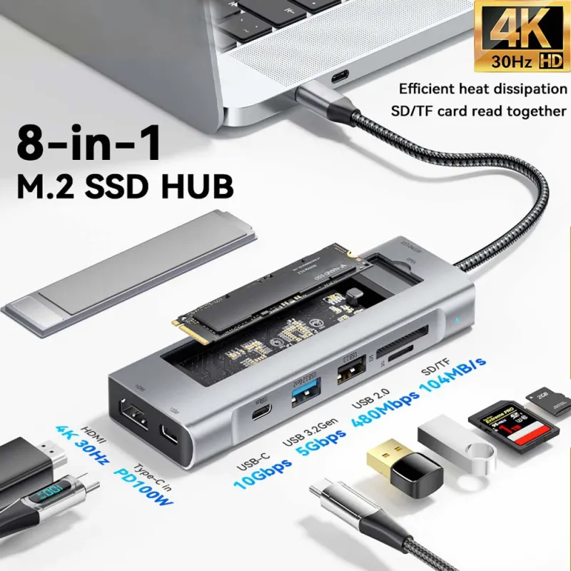 8-in-1 USB C Hub with SSD Storage 2