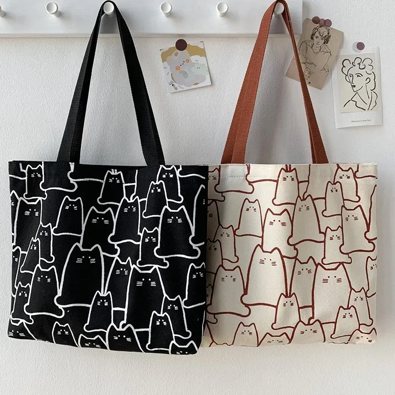 Cute Cat Canvas Tote Bag 4