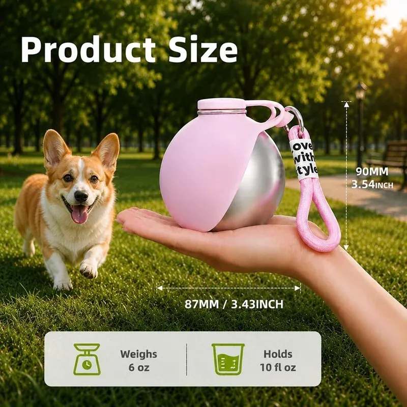 Portable Stainless Steel Dog Water Bottle 285ml 2