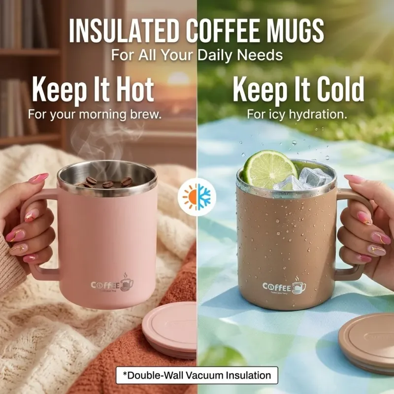 Insulated Travel Coffee Mug with Handle 5