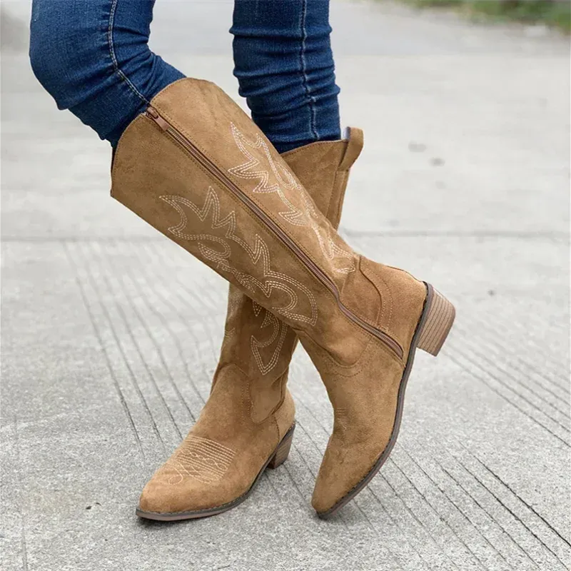 Embroidered Western Knee High Boots 2