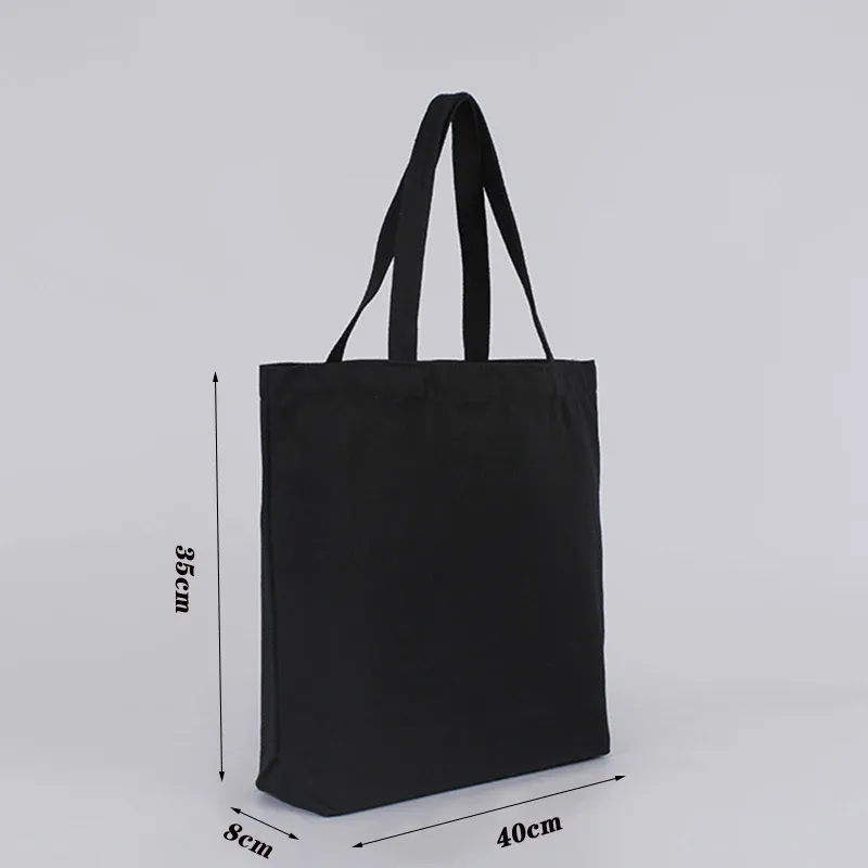Large Black Canvas Student Handbag 4