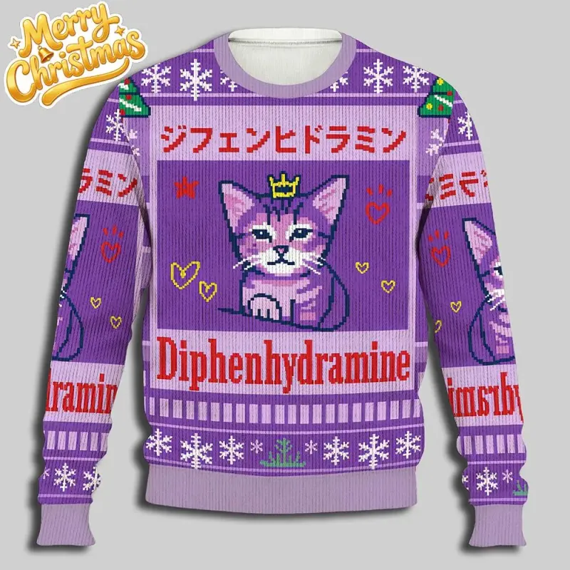 Funny Benadryl Cat Christmas Sweatshirt 5