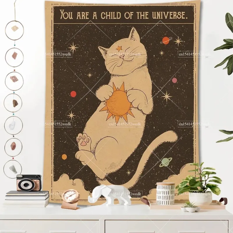 Sun Moon Tarot Cat Tapestry 3