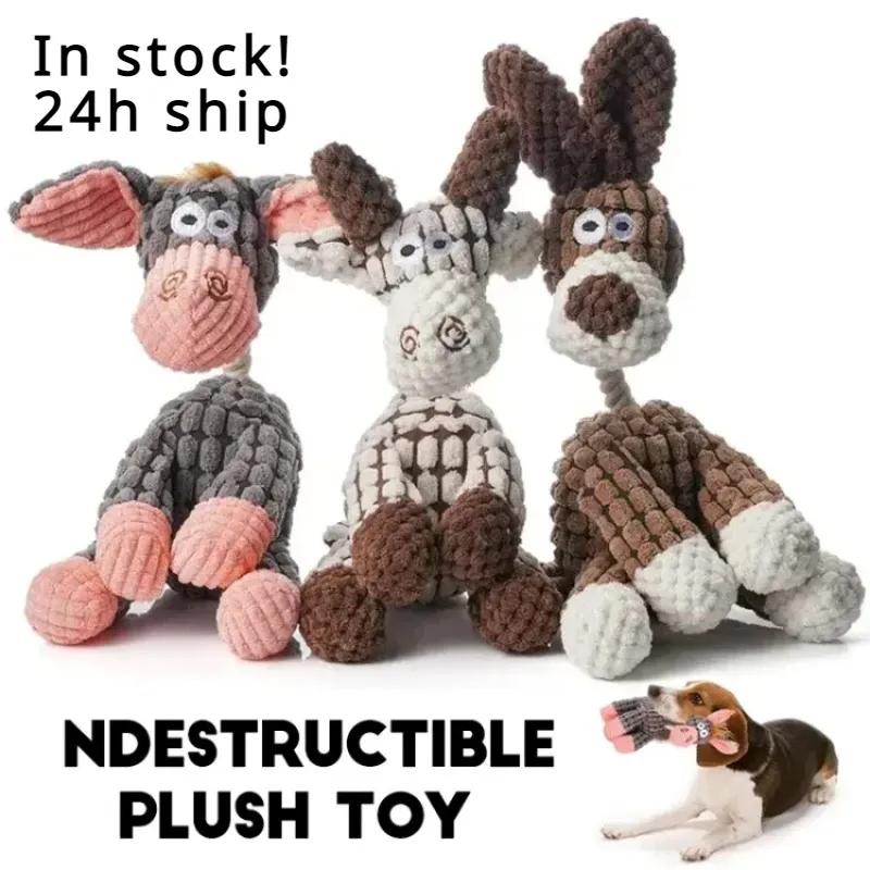 Plush Squeaky Donkey Puppy Toy 2