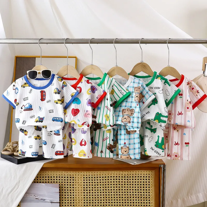 2PCS Kids Summer Cotton T-Shirt & Shorts Set 1
