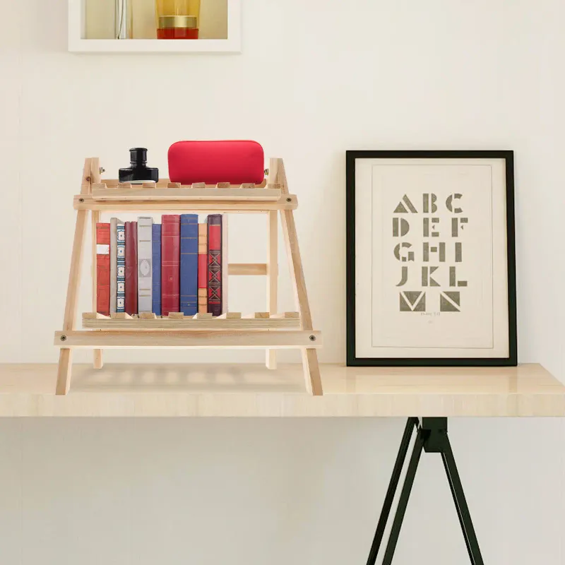 Brown Wood Desktop Storage Rack 4