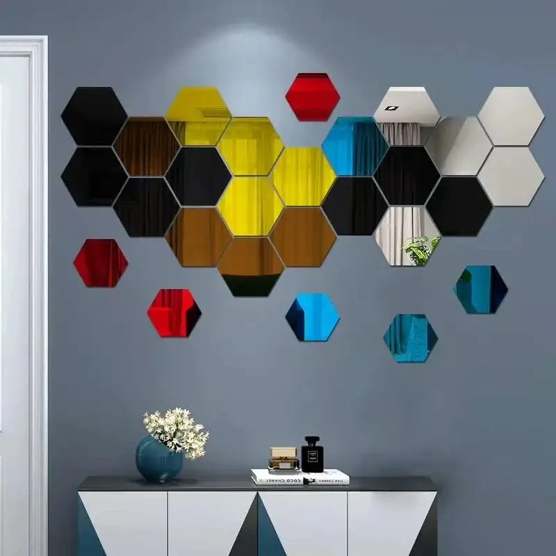 3D Hexagon Mirror Wall Stickers 3