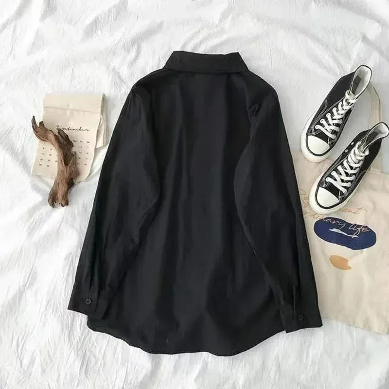 Japanese Loose White Pocket Blouse 5
