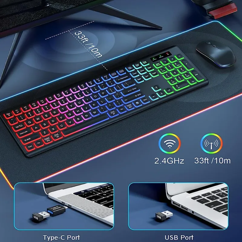 RGB Backlit Wireless Keyboard & Mouse Combo 4