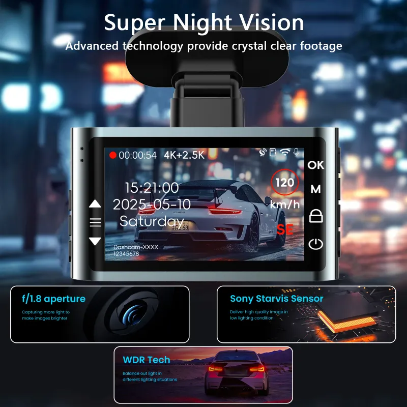 4K WiFi GPS Dual Lens Dash Cam 4