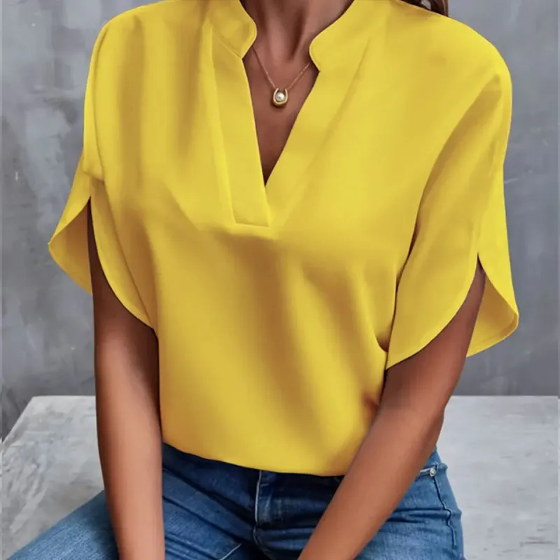 Women's V-Neck Chiffon Casual Blouse 2