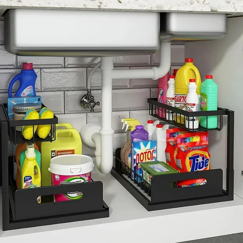 2-Tier Sliding Under Sink Organizer 3