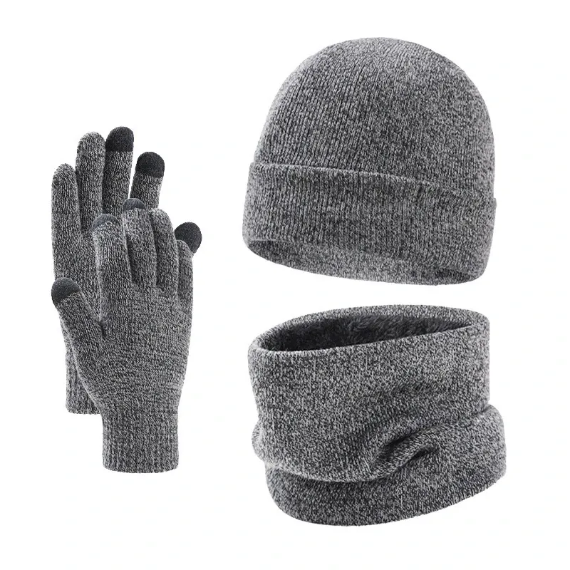 Men's Winter Beanie Scarf Gloves Set 4