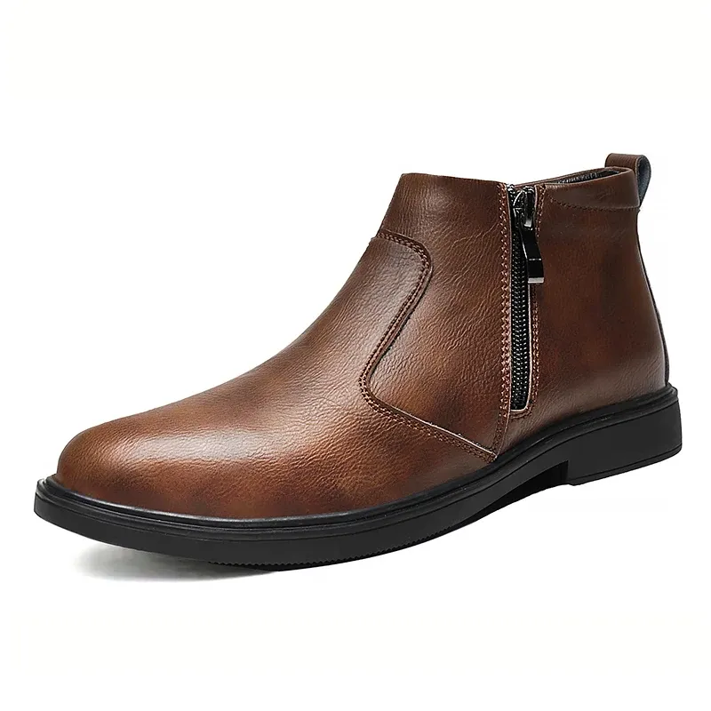 Men's Zippered Leather Chelsea Boots 3