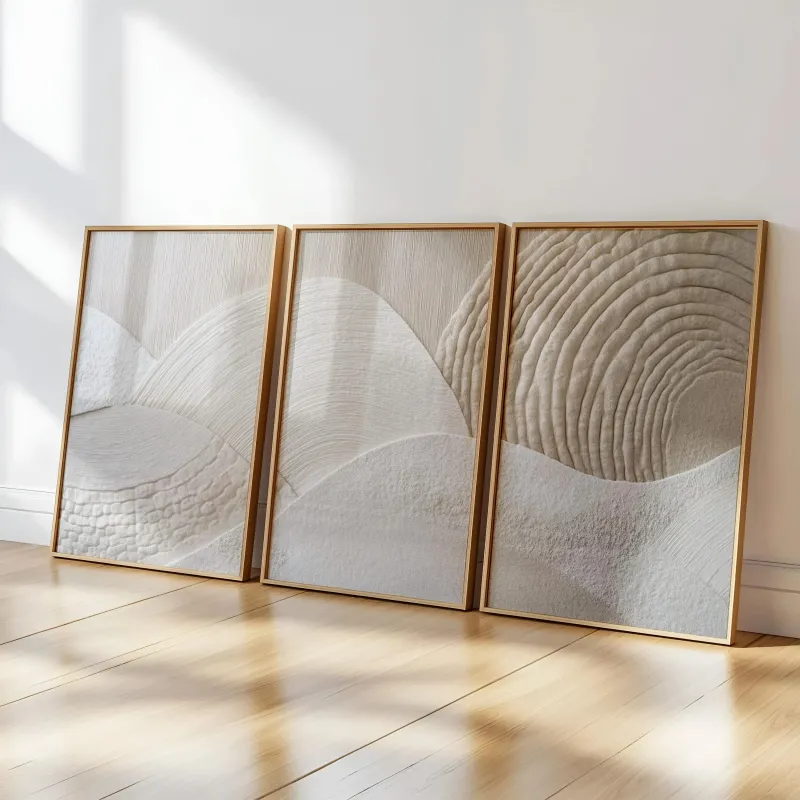 Boho Neutral Mountain Canvas Art Set 3