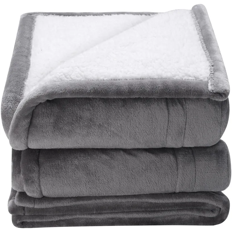 Electric Heated Blanket Throw Flannel & Sherpa 1