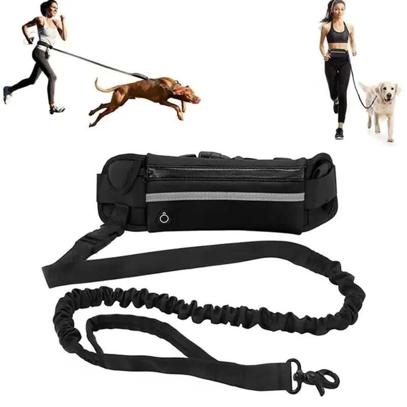 Hands-Free Reflective Dog Leash with Waist Bag 1