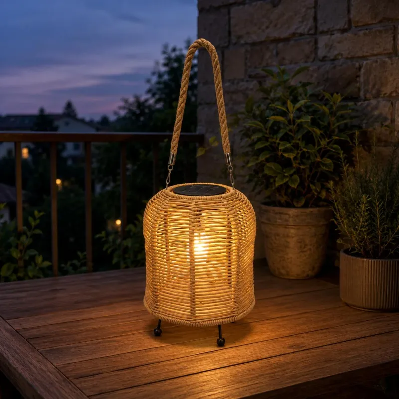 Handwoven Solar Rattan Lantern 2