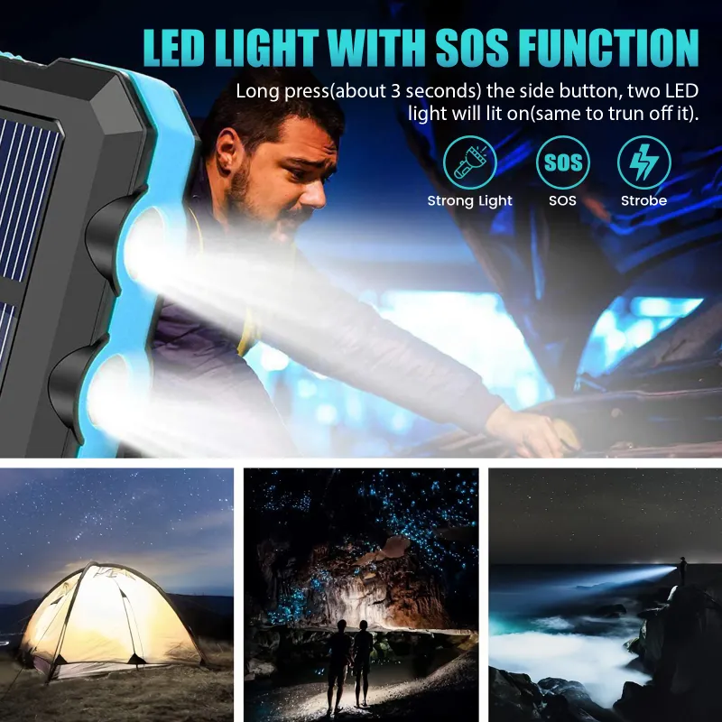 10000mAh Solar Power Bank with Flashlight 2