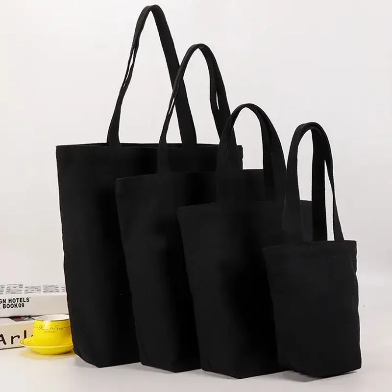 Large Black Canvas Student Handbag 1