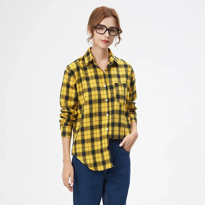 Women's Cotton Flannel Plaid Shirt 4