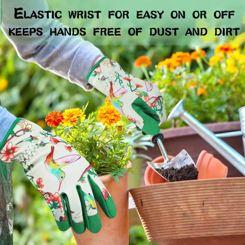 Women's Leather Gardening Gloves with Grip 5