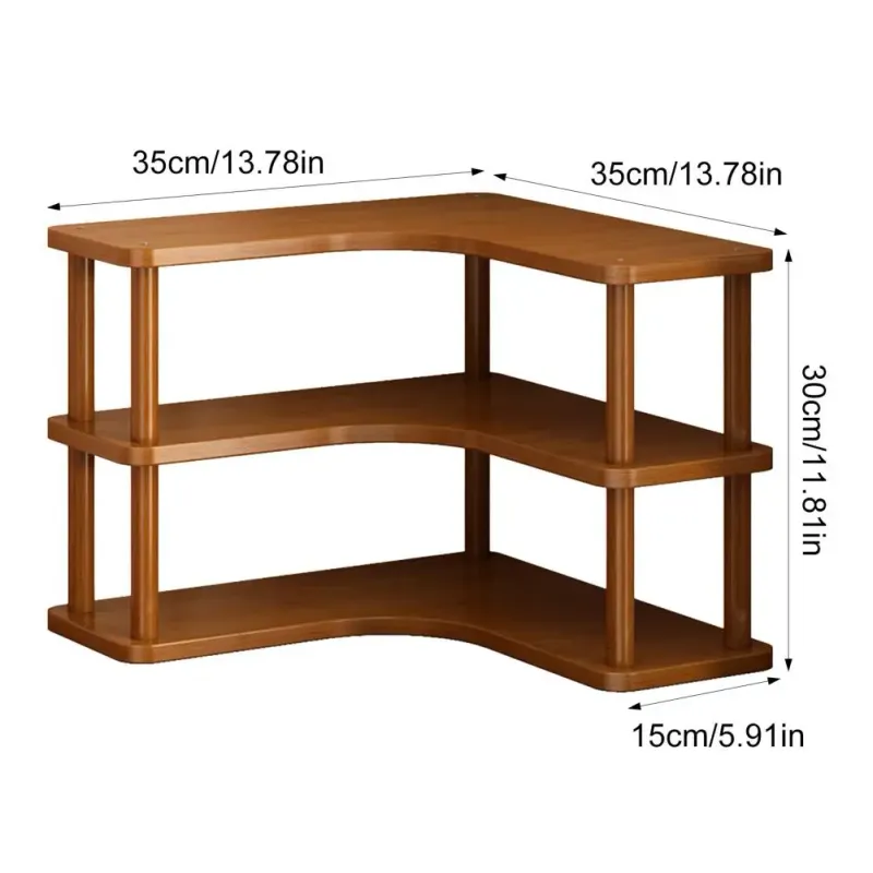 3-Tier Wooden Corner Shelf Organizer 4