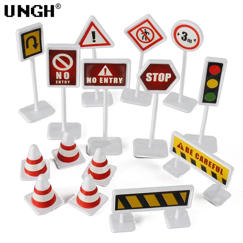 15Pcs Toddler Mini Traffic Signs Road Block Toy Set 1