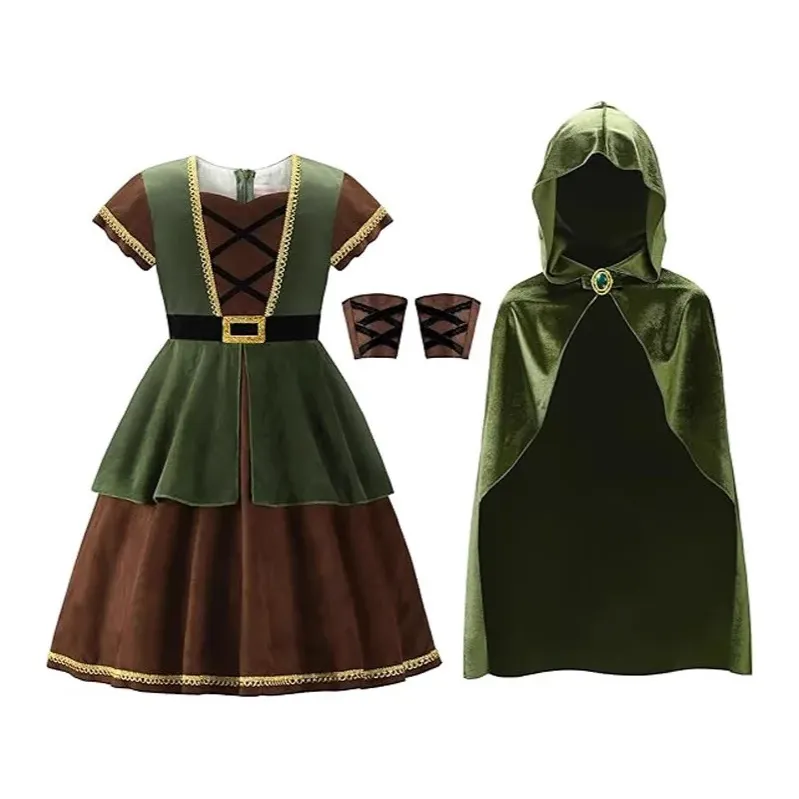 Kids Medieval Hooded Cape Costume Cloak 3