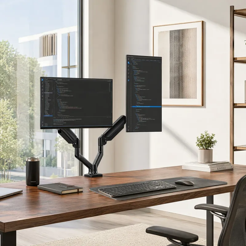 Dual Monitor Stand Up to 33" Adjustable Steel VESA Mount 5