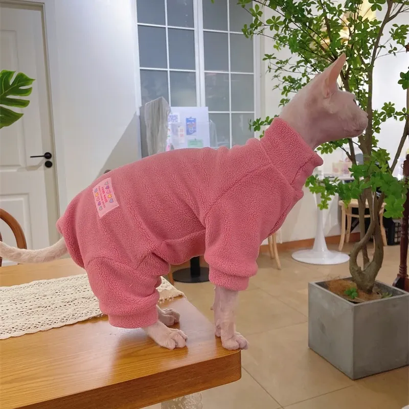 Sphynx Cat Fleece Coat Jumpsuit 2