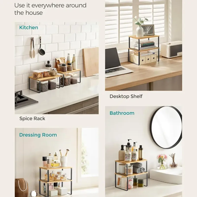 SONGMICS Cabinet Organizer Shelf Set of 2 6