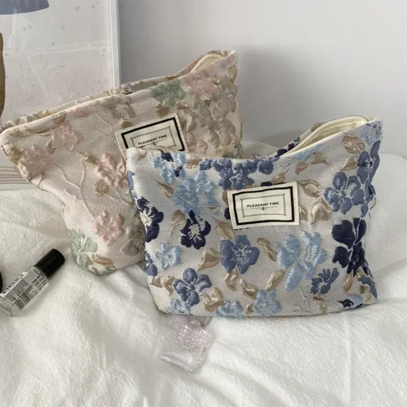 Corduroy Embroidery Cosmetic Bag 2
