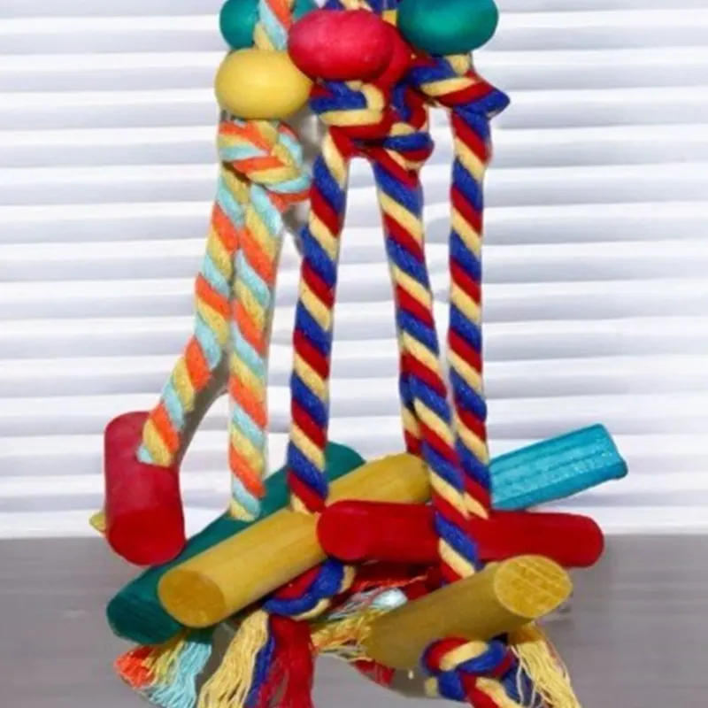 Wooden Rope Bird Chewing Climbing Toy 4