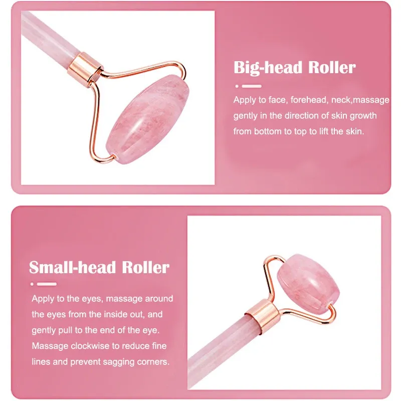 Rose Quartz Jade Roller & Gua Sha Set 3