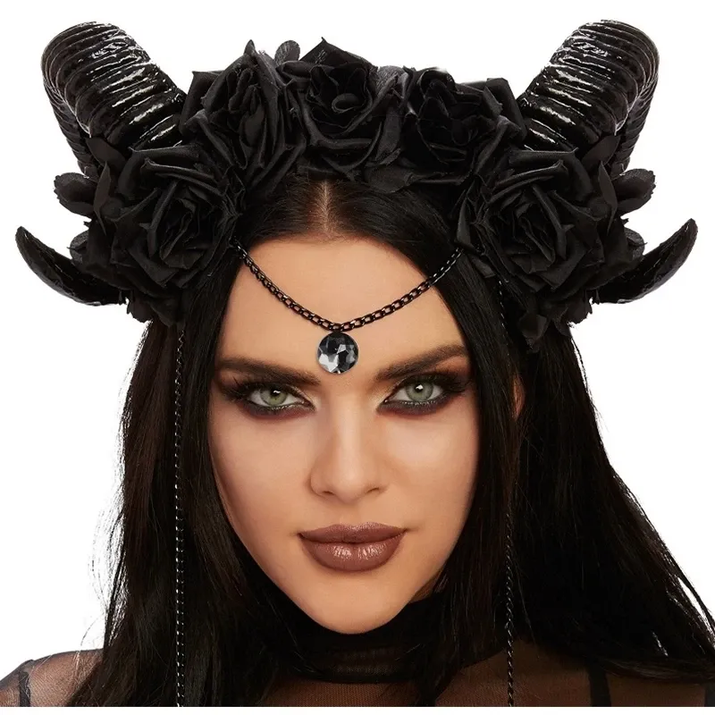 Black Demon Horn Cosplay Headdress 3