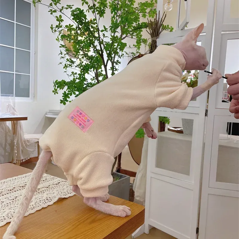Sphynx Cat Fleece Coat Jumpsuit 3