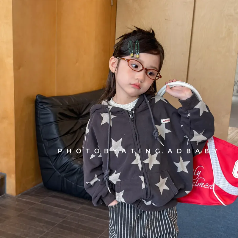 Kids Stars Hooded Zipper Coat 2