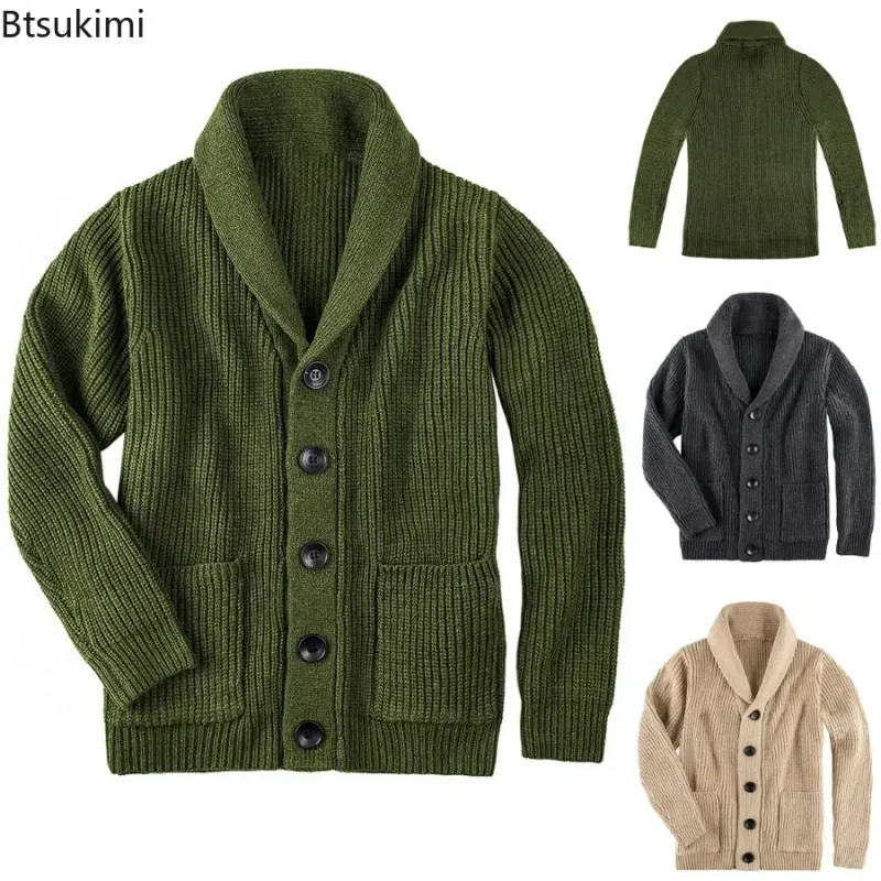 Men's Shawl Collar Cotton Cardigan Sweater 1
