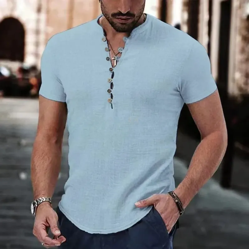 Men's Cotton Linen Button Shirt 3