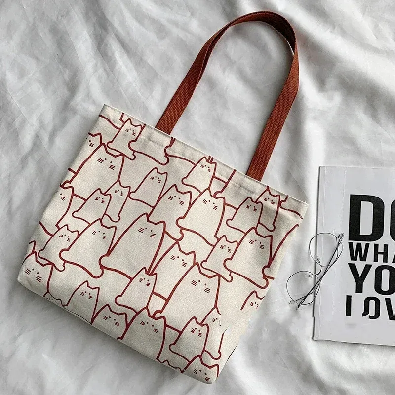 Cute Cat Canvas Tote Bag 5