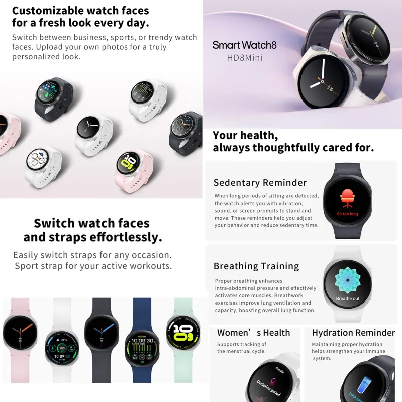 8 Mini GPS Smart Watch with AMOLED 2