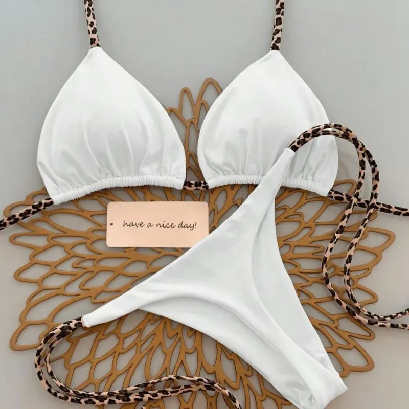 Leopard Print Thong Bikini Set 4